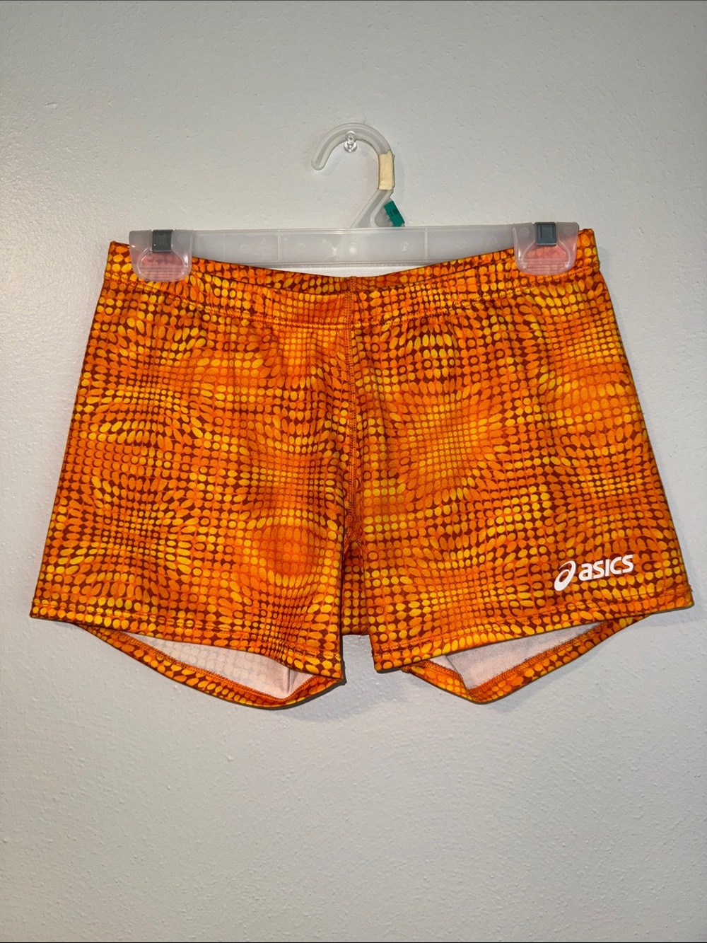 Asics Orange and Yellow Patterned Running Shorts